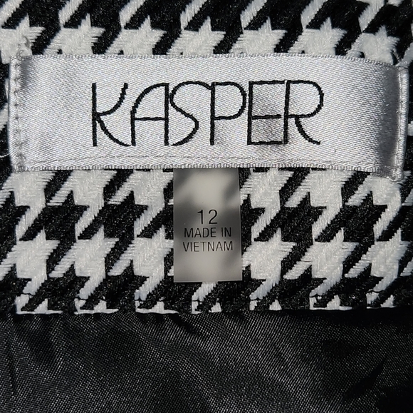 Kasper Black and White Houndstooth  Pleated Pencil Skirt Size 12 - Picture 3 of 8